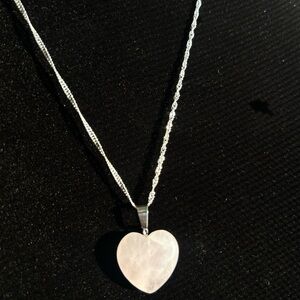 Elegant Sterling Silver Rose Quartz Heart Pendant Necklace